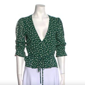Reformation Emma Green Polka Dot Wrap Blouse S Excellent